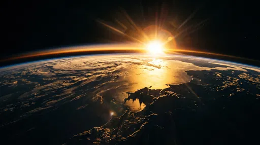 Golden Sunrise Over Planet Earth From Space