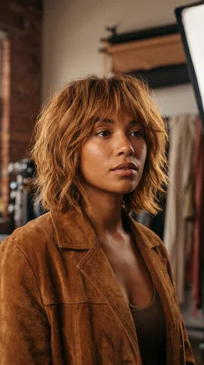 Woman With Shaggy Bob in Studio