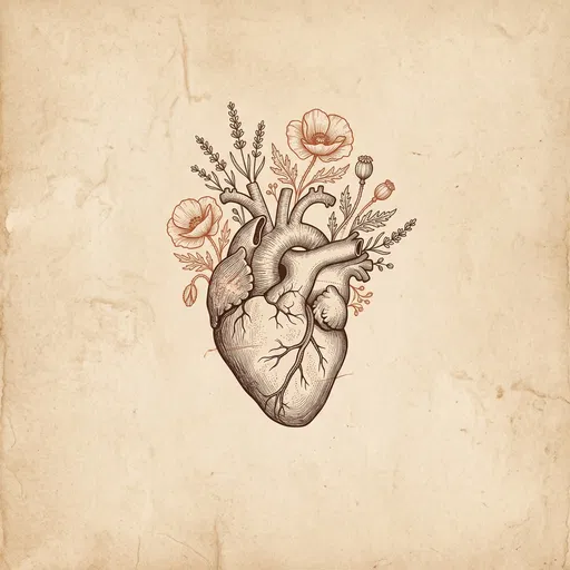 Botanical Anatomical Heart Line Art
