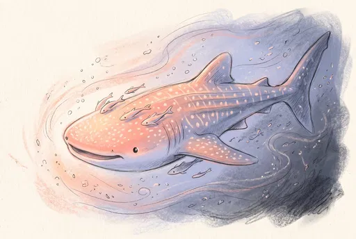 Whimsical Pastel Whale Shark Illustration