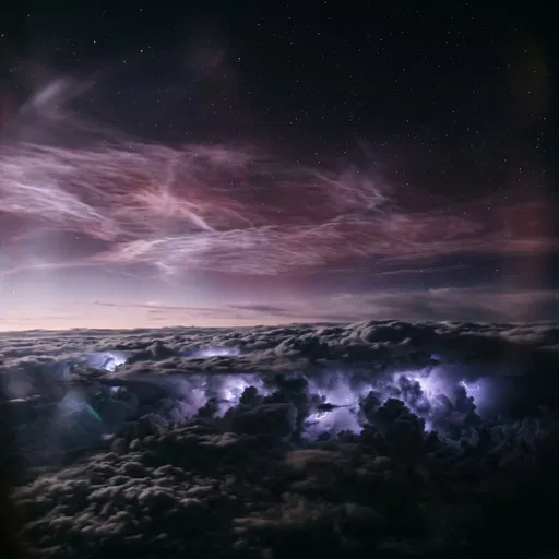 Aerial Night View of Storm Clouds