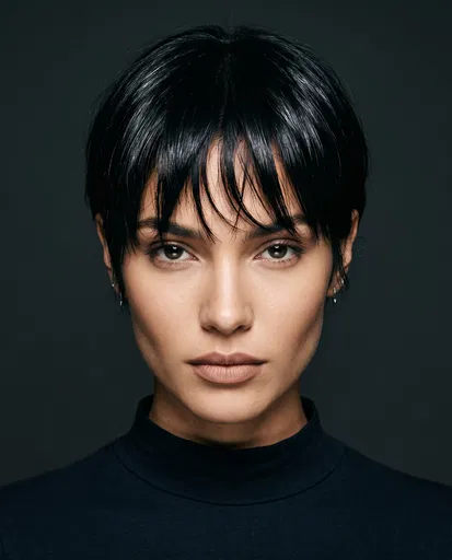 Studio Portrait of Woman With Pixie Cut