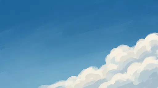 Painterly Blue Sky with Corner Clouds