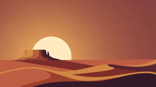 Minimalist Desert Mesa Sunset Illustration