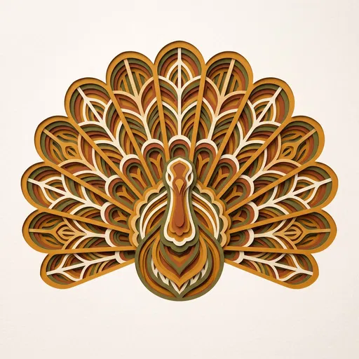 Layered Paper Cut Thanksgiving Turkey Illustration