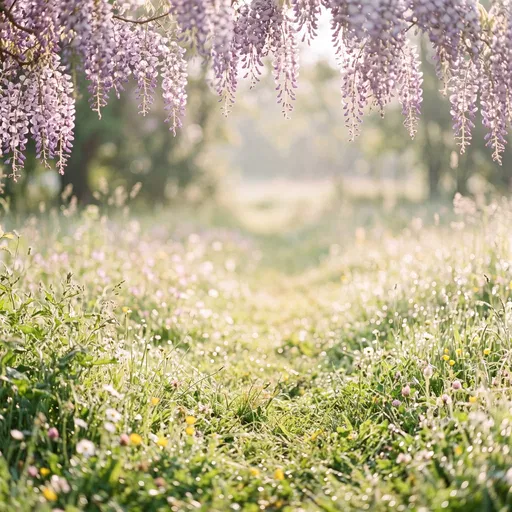 Sunlit Meadow Framed by Lavender Blossoms