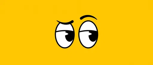Cartoon Side Eye on Yellow Banner