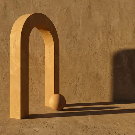 Minimalist Ochre Arch and Sphere