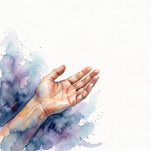 Watercolor Open Hand Reaching Out