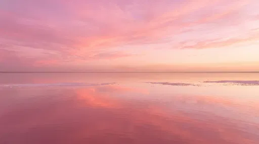 Tranquil Pink Salt Lake Sunset Reflection