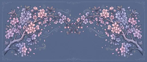 Symmetrical Pastel Sakura Branches Illustration