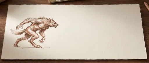 Sepia Werewolf Sketch on Textured Paper