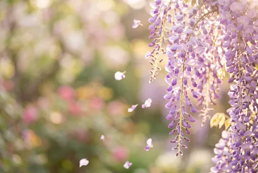 Sunlit Lavender Wisteria with Copy Space