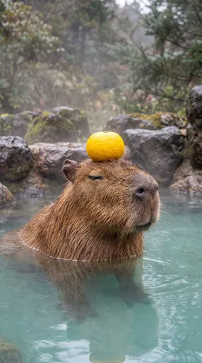 Capybara With Yuzu in Hot Spring