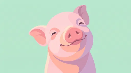 Smiling Pink Piglet Vector Illustration