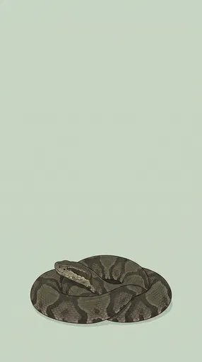 Minimalist Coiled Cottonmouth Snake Illustration