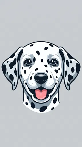 Cheerful Dalmatian Puppy Face Vector Clipart