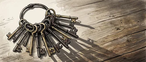 Vintage Skeleton Keys on Ring Illustration