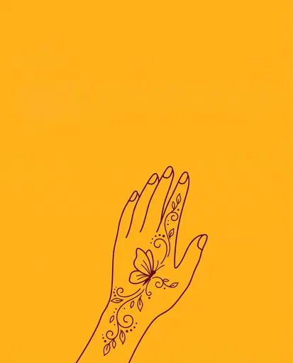 Minimalist Butterfly Mehndi Hand Illustration