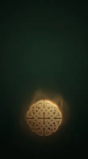 Glowing Gold Celtic Knot Green Background