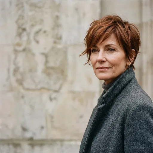 Middle-Aged Woman with Copper Pixie Cut