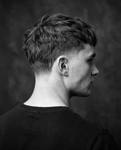 Monochrome Portrait of Man with Low Taper
