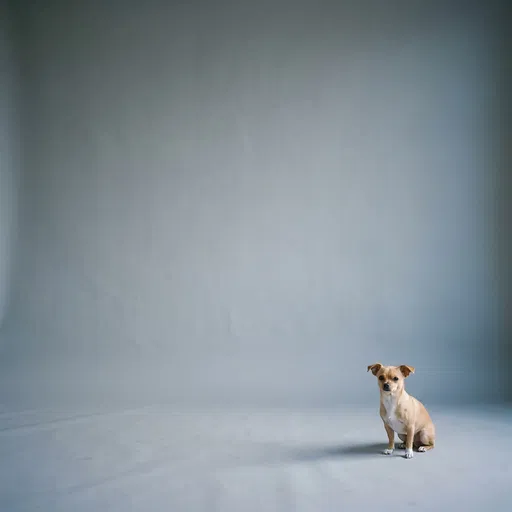 Small Tan Dog on Grey Studio Backdrop