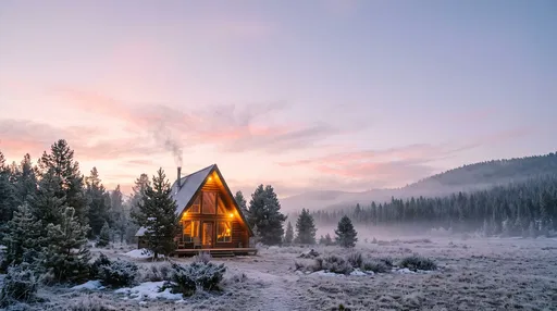 Cozy A-Frame Cabin at Frosty Dawn