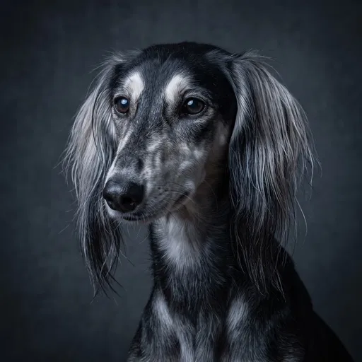 Black and Silver Saluki Studio Portrait