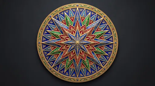 Ornate Enamel Compass Rose Medallion