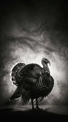 Monochrome Studio Portrait of Backlit Turkey