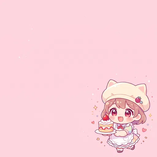 Cute Chibi Baker With Strawberry Shortcake