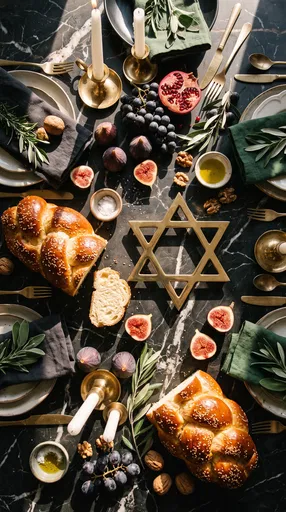 Festive Table Flat Lay With Star of David