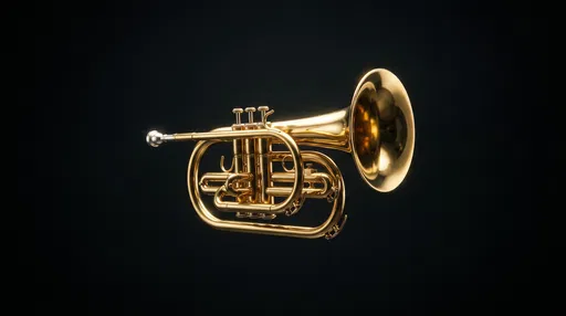 Gold Brass Mellophone on Black Background