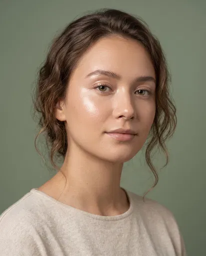 Portrait of Young Woman With Dewy Skin