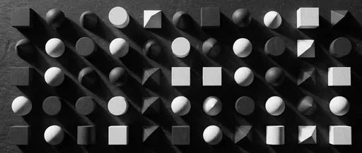 Monochrome Geometric Solids Grid on Dark Slate