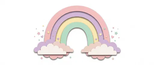 Pastel Paper Cut Nursery Rainbow Clipart