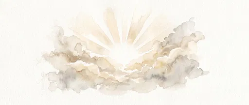 Neutral Watercolor Sunburst and Clouds