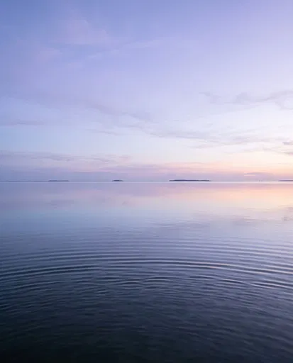 Calm Ocean Lagoon at Blue Hour