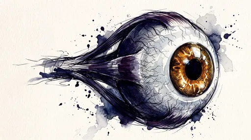 Watercolor and Ink Human Eyeball Illustration