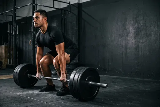 Male Athlete Preparing for Barbell Deadlift