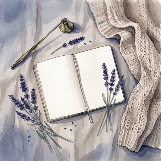 Watercolor Journal and Lavender Flat Lay