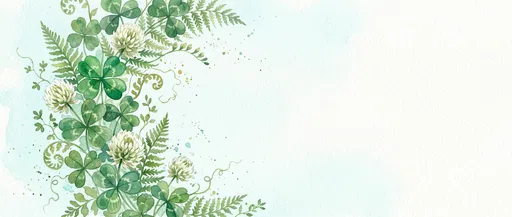Watercolor Shamrock and Clover Botanical Border