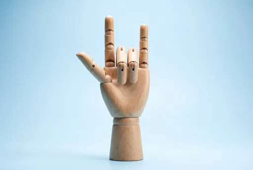 Wooden Mannequin Hand Making ILY Sign