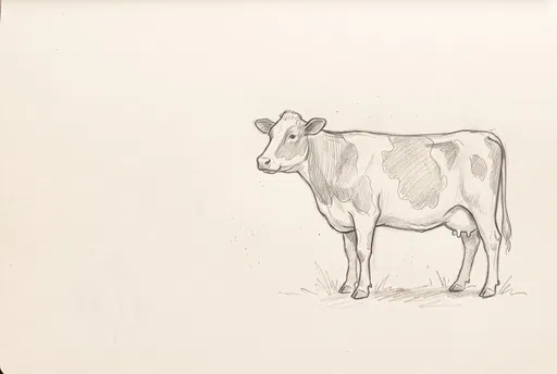 Graphite Pencil Sketch of Dairy Cow