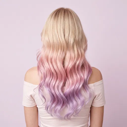 Woman With Pastel Ombre Wavy Hair