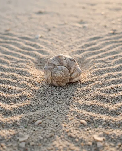 Weathered Conch Shell on Rippled Sand