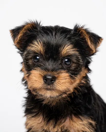 Yorkshire Terrier Puppy Portrait on White