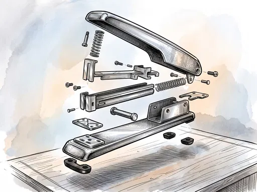 Exploded View Stapler Ink Illustration