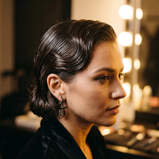 Brunette Woman With Wet-Look Finger Waves